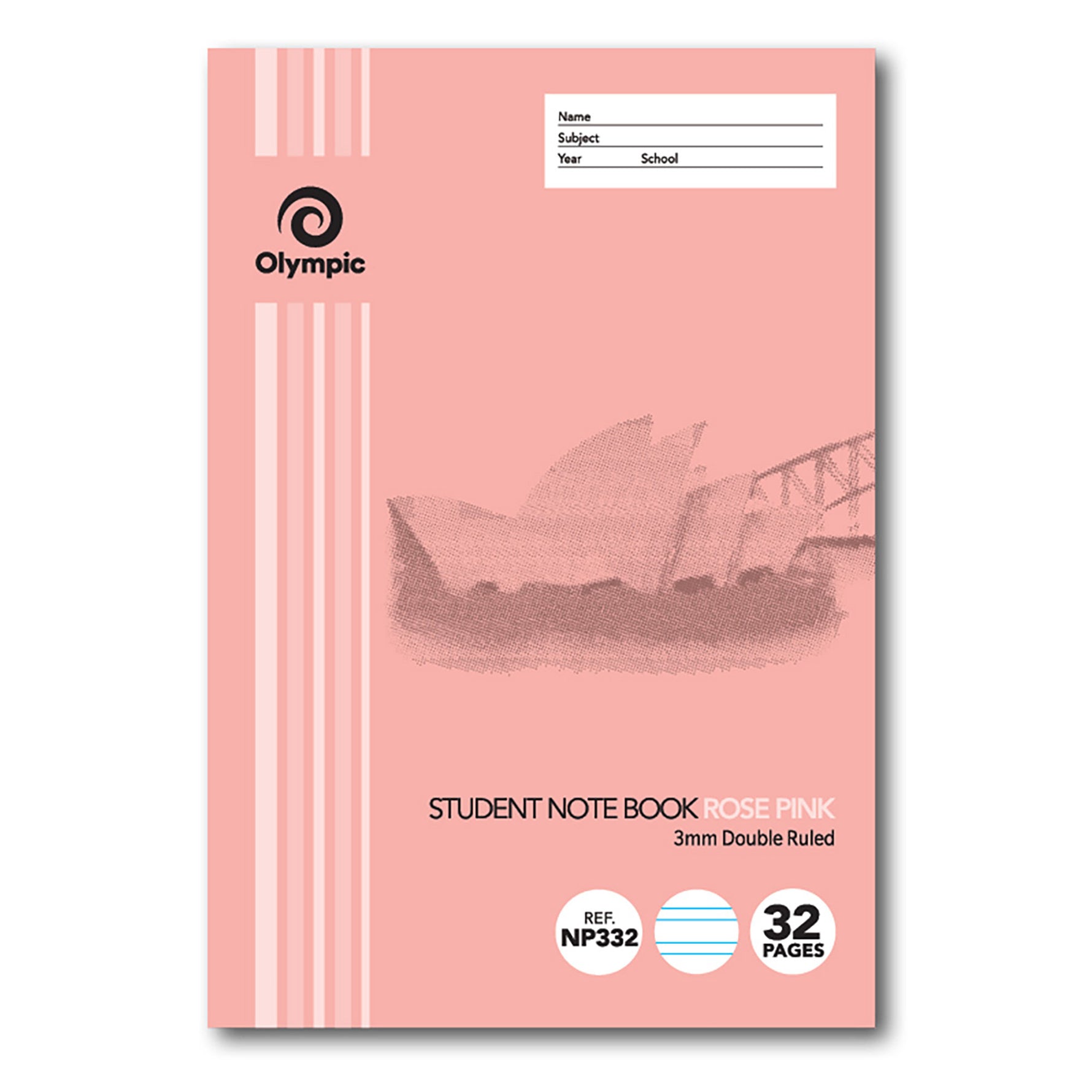 Olympic Exercise Book NSW Student Book 250x175 32-page 3mm Double Ruled Rose (Pack 20)
