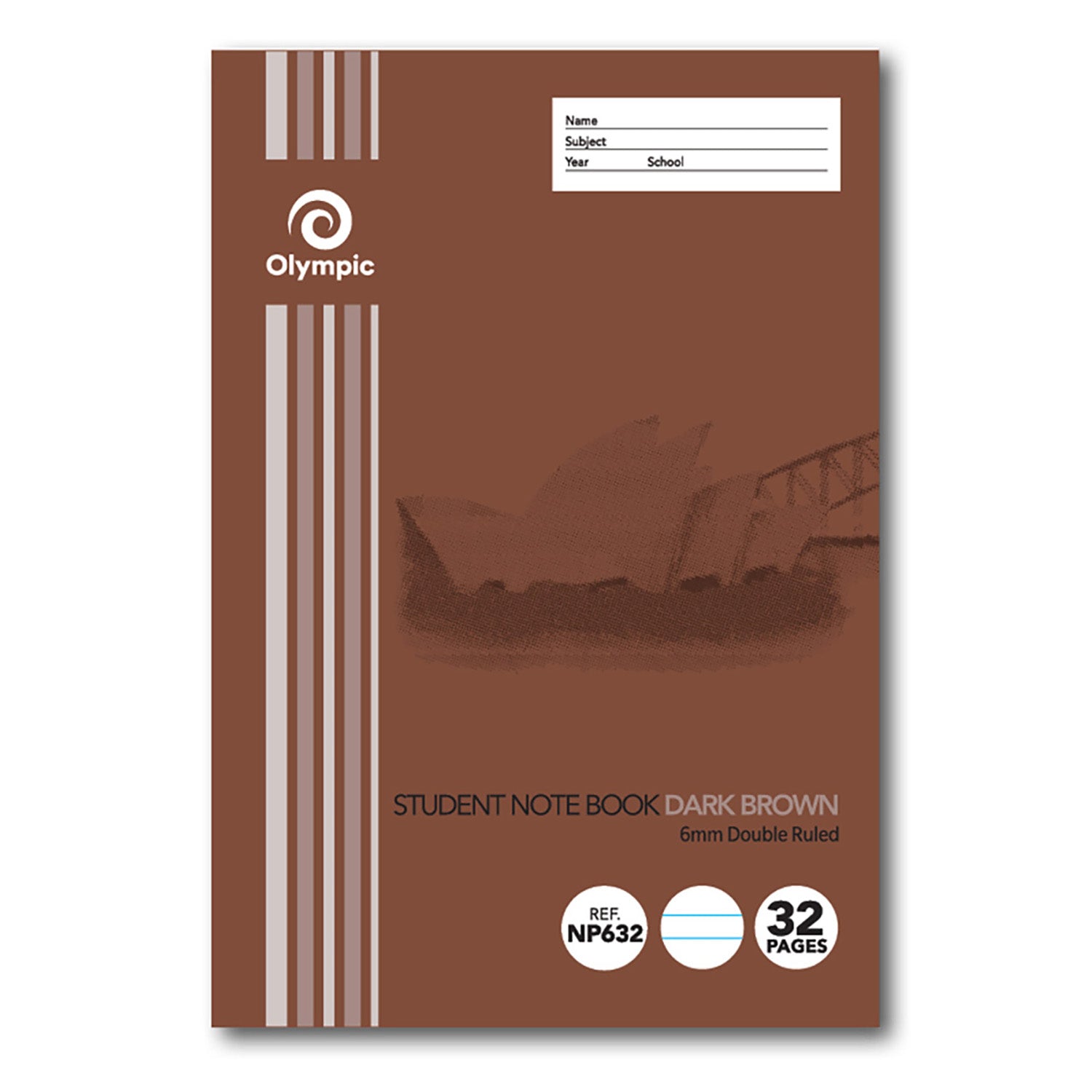 Olympic Exercise Book NSW Student Book 250x175 32-page 6mm Double Ruled Dark Brown (Pack 20)