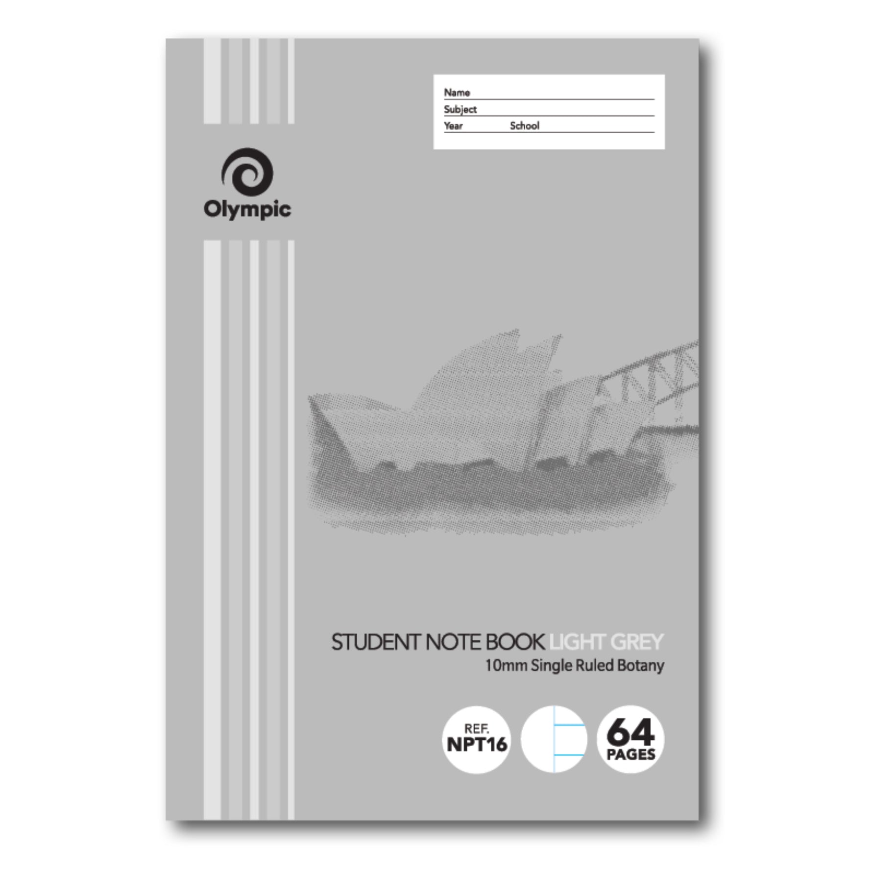 Olympic Exercise Book NSW Student Book 250x175 64-page 10mm Botany Light Grey (Pack 20)