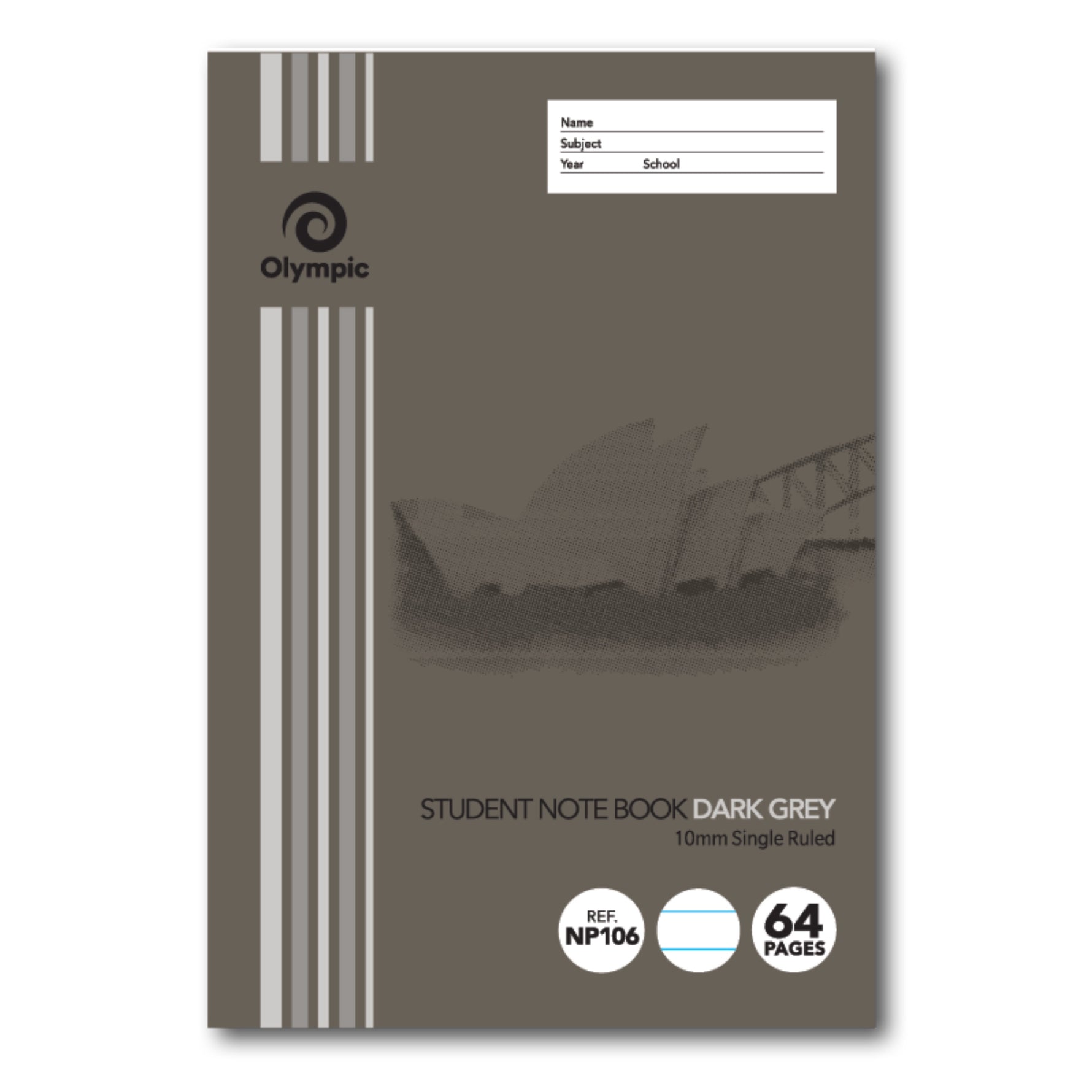 Olympic Exercise Book NSW Student Book 250x175 64-page 10mm Dark Grey (Pack 20)