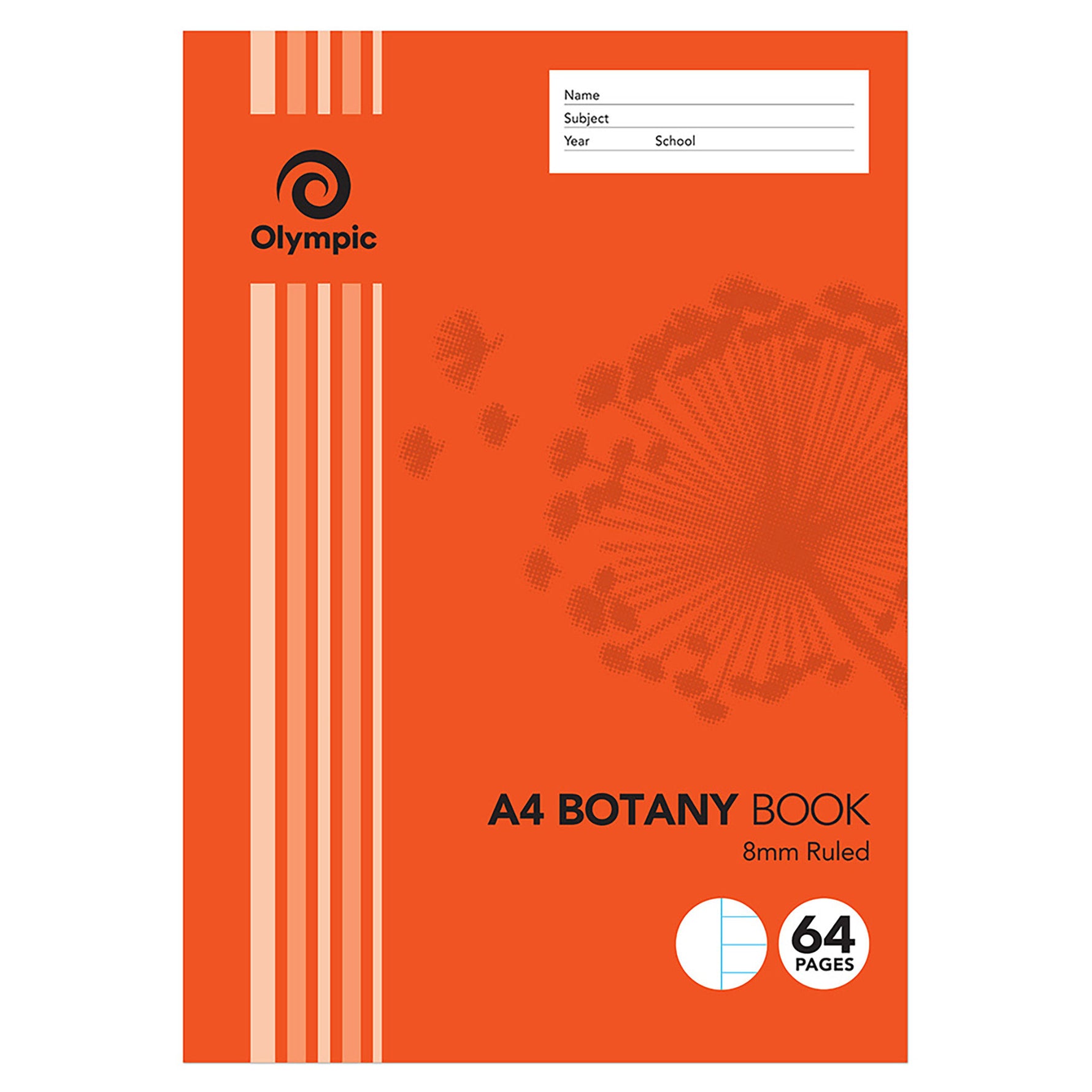 Olympic Botany Book A4 8mm Ruled 64-page (Pack 20)