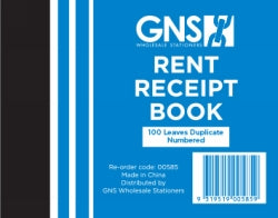 Rent Receipt Book 585 5x4 Duplicate 100LF (Pack 20)