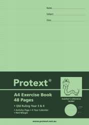 Protext Exercise Book A4 PP Qld Yr 3/4 + Margin 48-page Snake (Pack 20)