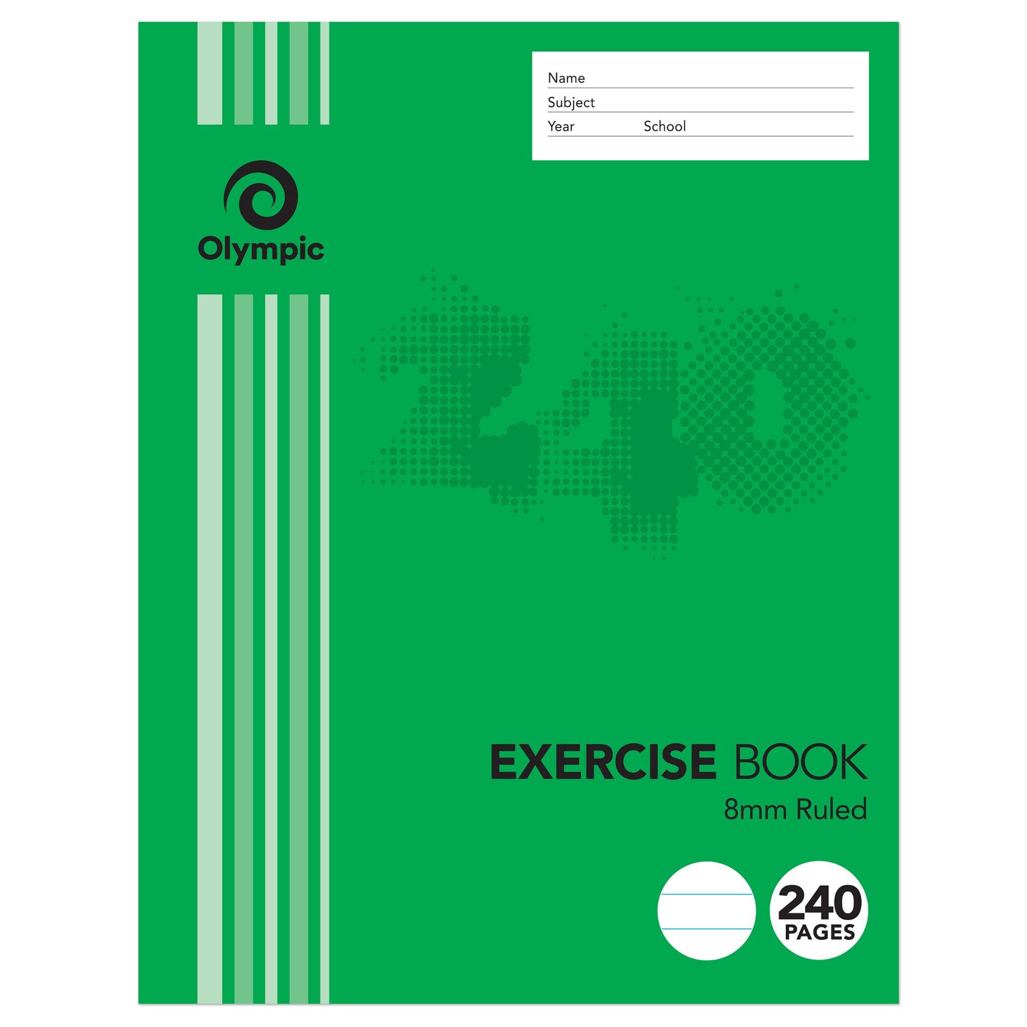 Olympic Exercise Book 225x175mm 8mm Ruled 240-page (Pack 5)