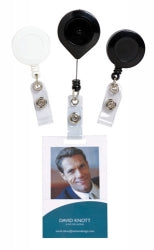 Rexel Id Card Holder Retract W/STRAP & Nylon Cord White (Each)