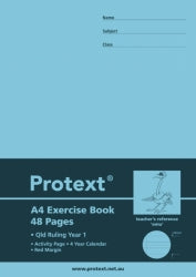 Protext Exercise Book A4 PP Qld Year 1 + Margin 48-page Emu (Pack 20)