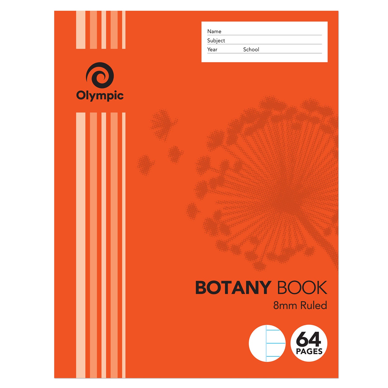 Olympic Botany Book 225x175mm 8mm Ruled 64-page (Pack 20)