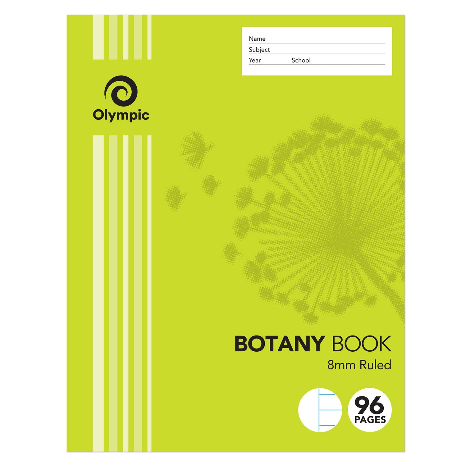 Olympic Botany Book 225x175mm 8mm Ruled 96-page (Pack 10)