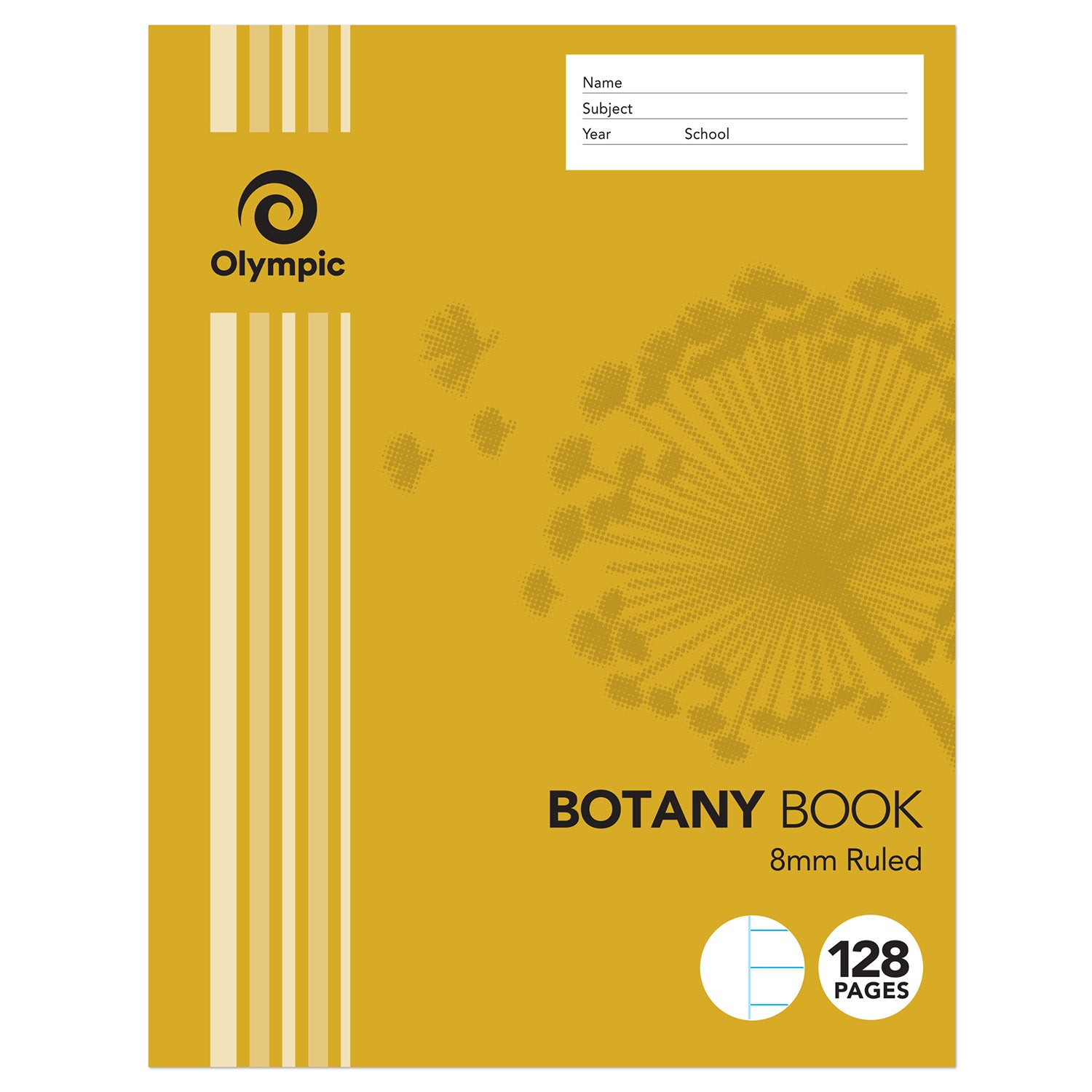 Olympic Botany Book 225x175mm 8mm Ruled 128-page (Pack 10)