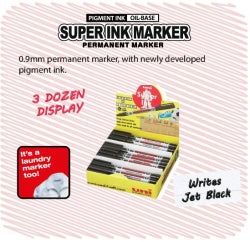 Marker Super Ink 0.9mm Bullet Tip Display Black (Box 36)