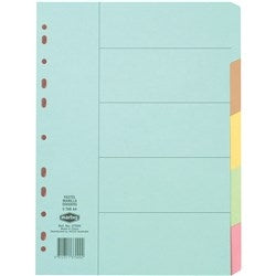 Marbig Dividers A4 Manilla 5 Tab Coloured Pastel (Each)