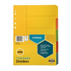 Marbig Dividers A4 Manilla Bright 5 Tab (Each)