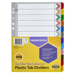 Marbig Dividers A4 Manilla JAN-DEC Tab (Each)