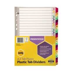 Marbig Dividers A4 Manilla Fluoro A-Z Tab (Each)
