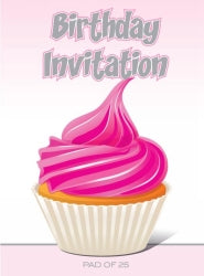 Ozcorp Pad Invitation A5 18TH Pink Cupcake (Each)