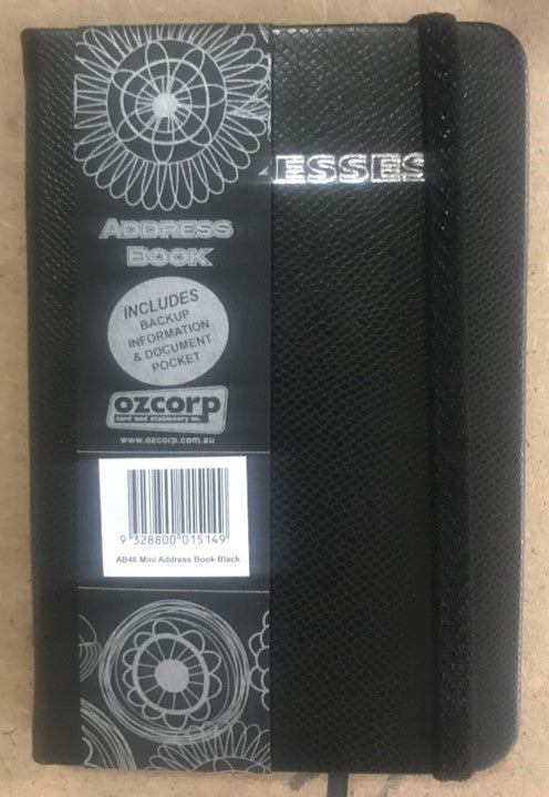 Ozcorp Address Book Mini 8.5x12.5CM Black (Each)