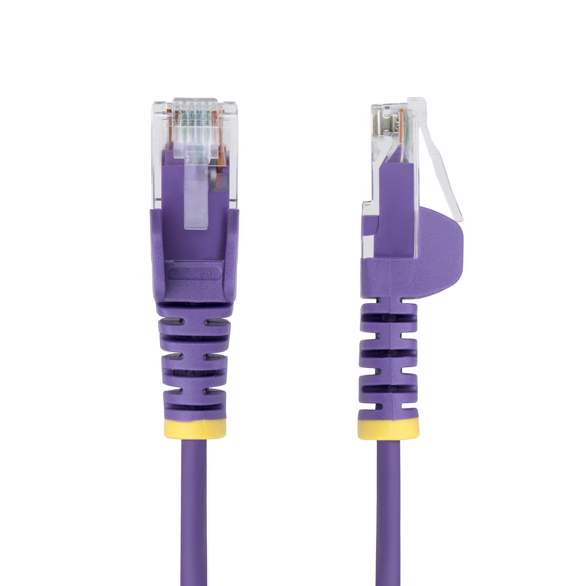 StarTech.com 15m Purple Slim CAT6 Ethernet Cable, Snagless, 100W PoE, UTP, LSZH, 28AWG Pure Bare Copper Wire, Slim RJ45 Network Patch Cord w/Strain Reliefs, Fluke Tested