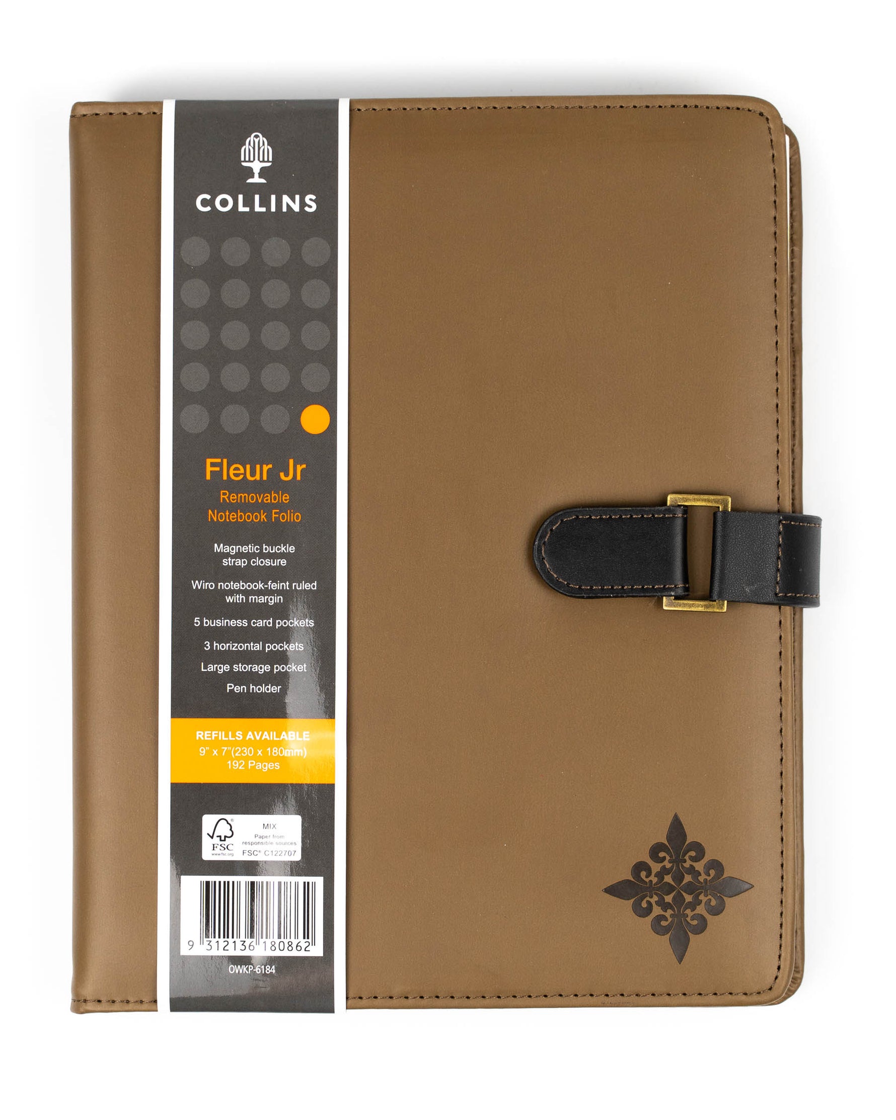 Collins Journal A5 Fleur Jr Ruled Wiro Bound Brown (Each)