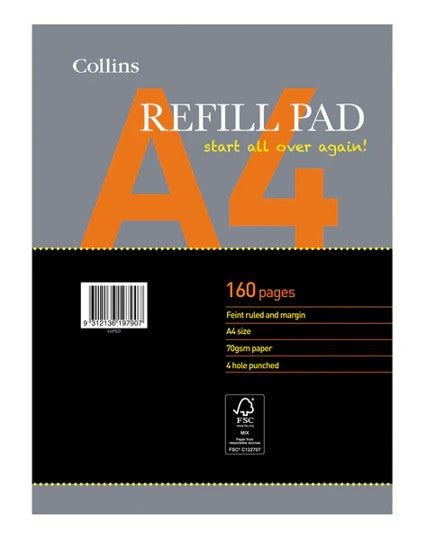 Collins Notepad A4 64PED Ruled Refill Pad 160 Pages 70GSM (Each)