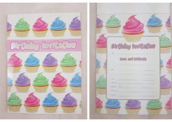Pad Invitation Hot Pink Cupcake (Each)