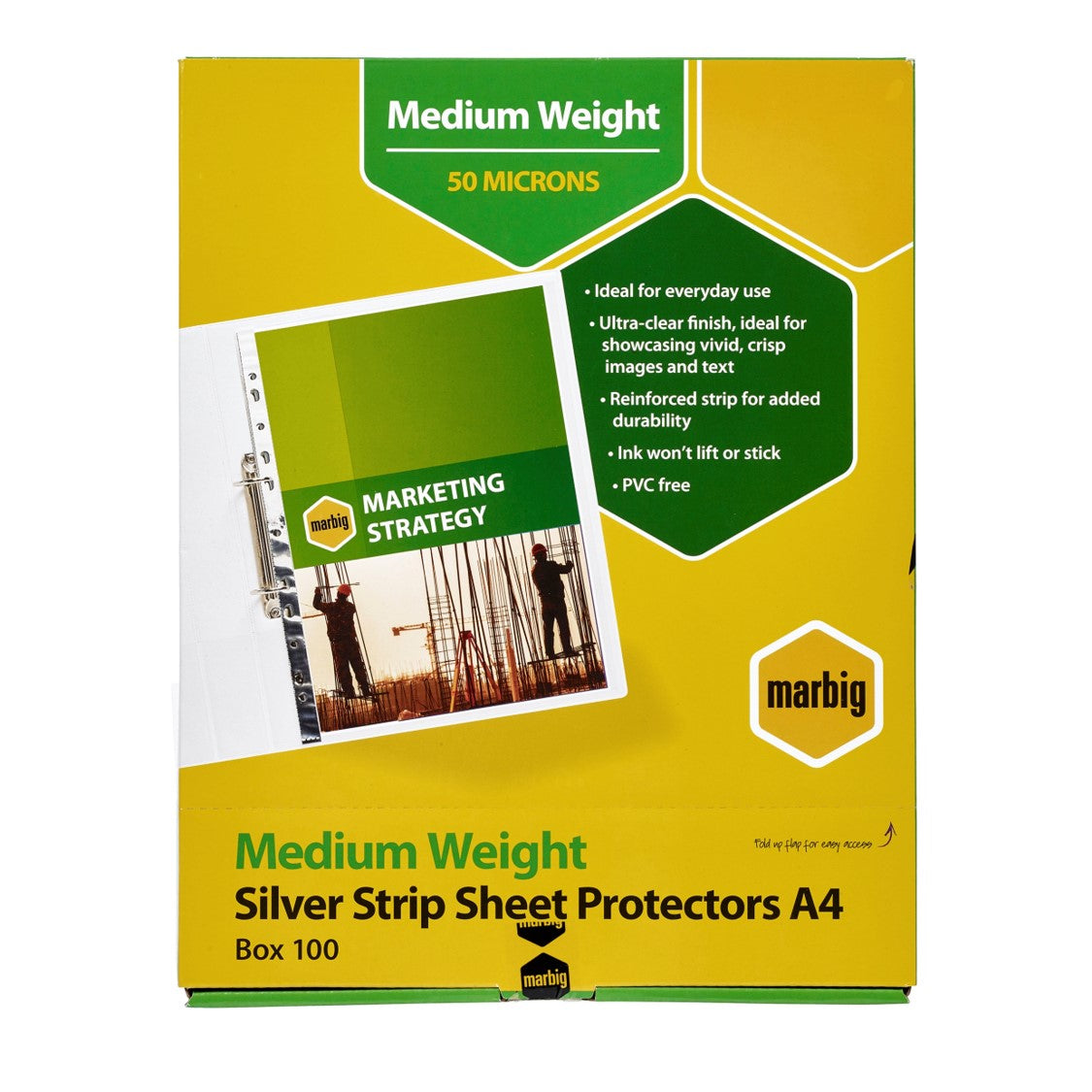 Marbig Sheet Protectors A4 Silver Edge Deluxe Clear 50 Micron Bx100 (Each)