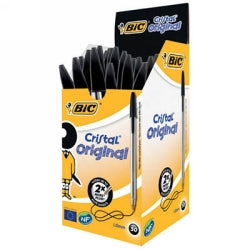 Bic Pen Ballpoint Cristal Original Medium Black Bx50 (Each)