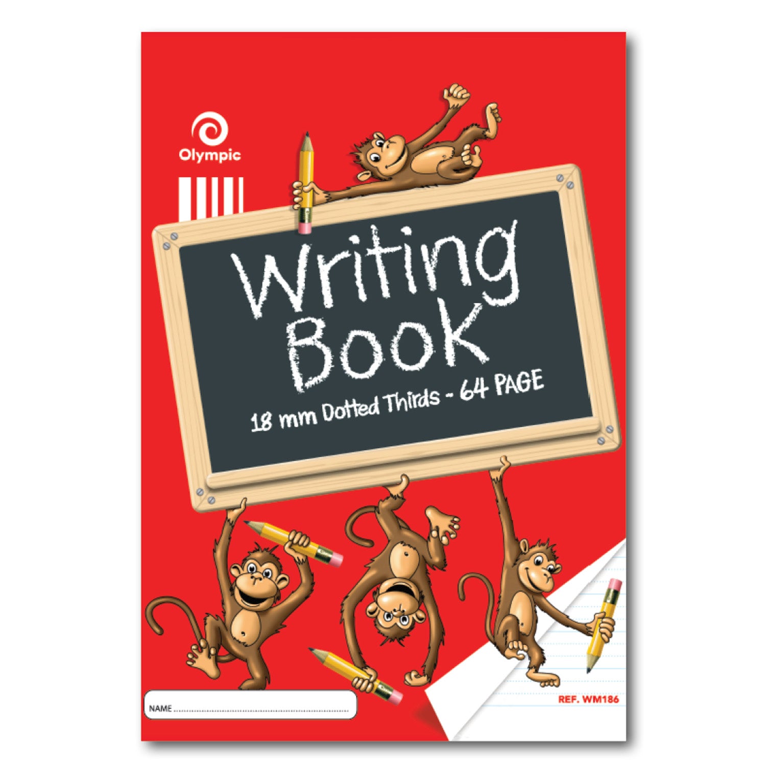 Olympic Writing Book 335x240mm 18mm Dotted Thirds Monkeys 64-page (Pack 10)
