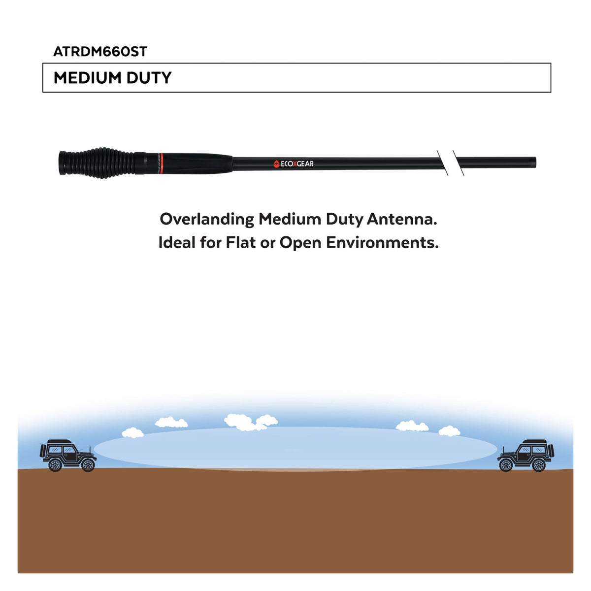 ECOXGEAR ATRDM660ST-2PK Medium Duty Radome UHF Antenna Twin Whip Pack – Stealth Matte