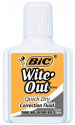 Bic Correction Fluid WITE-OUT Quick Dry 20ML (Box 12)