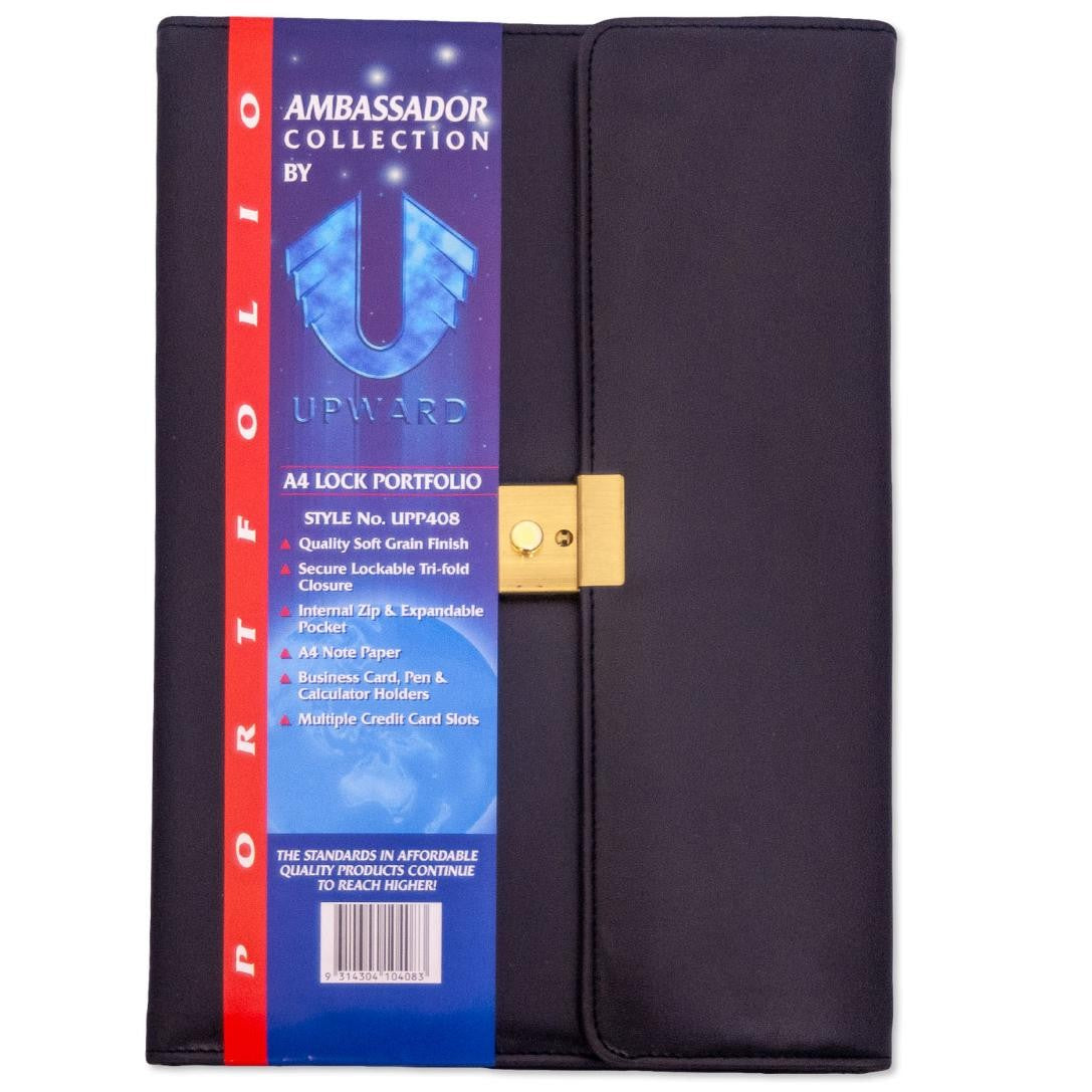 Upward Compendium A4 Ambassador Portfolio W/LOCK Black (Each)