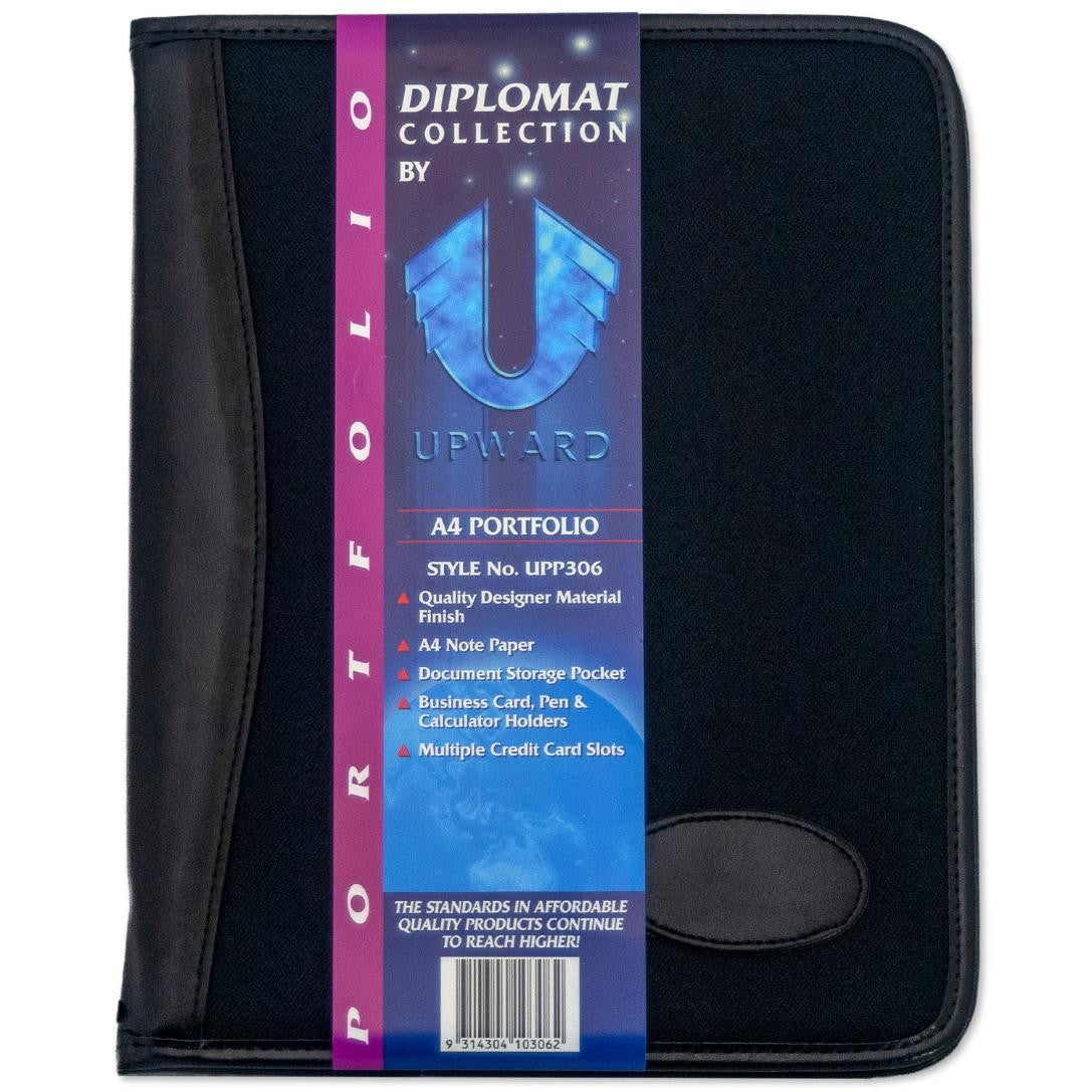 Upward Compendium A4 Diplomat Executive Portfolio Black (Each)