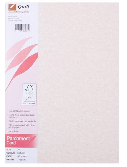 Quill Card A4 Parchment Natural 176GSM PK50 (Each)