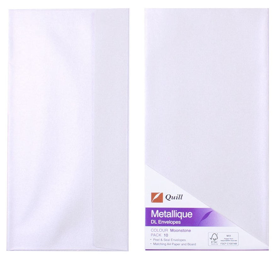 Quill Envelopes Dl Metallique Moonstone PK10 (Pack 10)