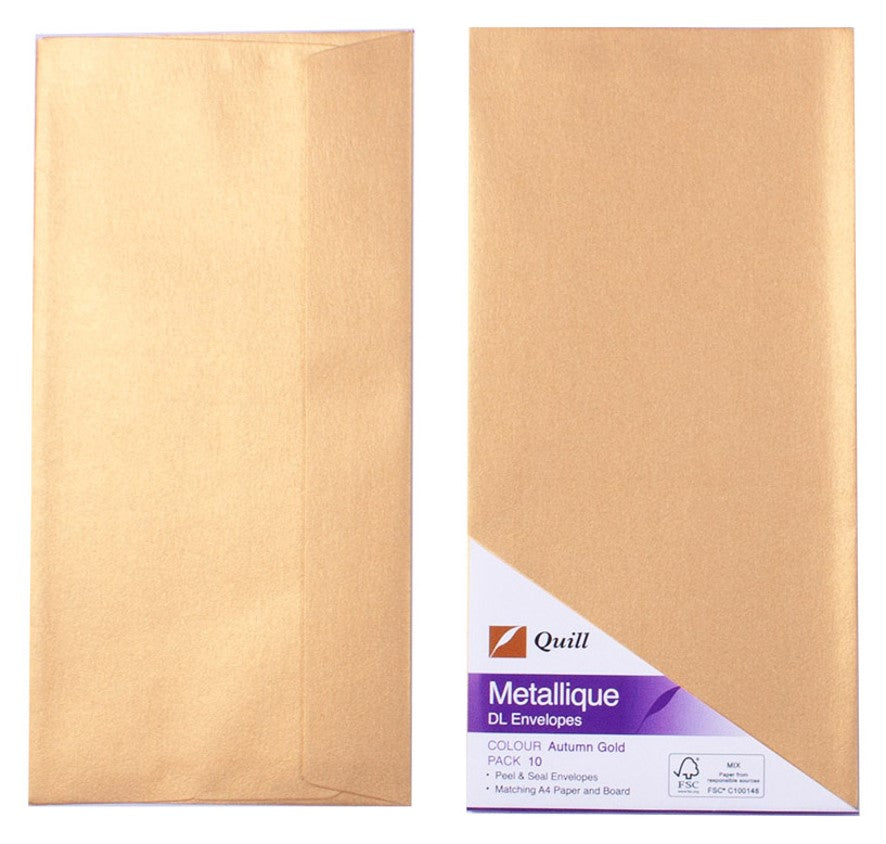 Quill Envelopes Dl Metallique Gold PK10 (Each)