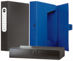 Marbig Box File A4 60mm PP W/BUTTON Blue (Each)