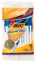 Bic Pen Ballpoint Round Stic 6xBlue 2x Blk 2x Red PK10 (Box 12)