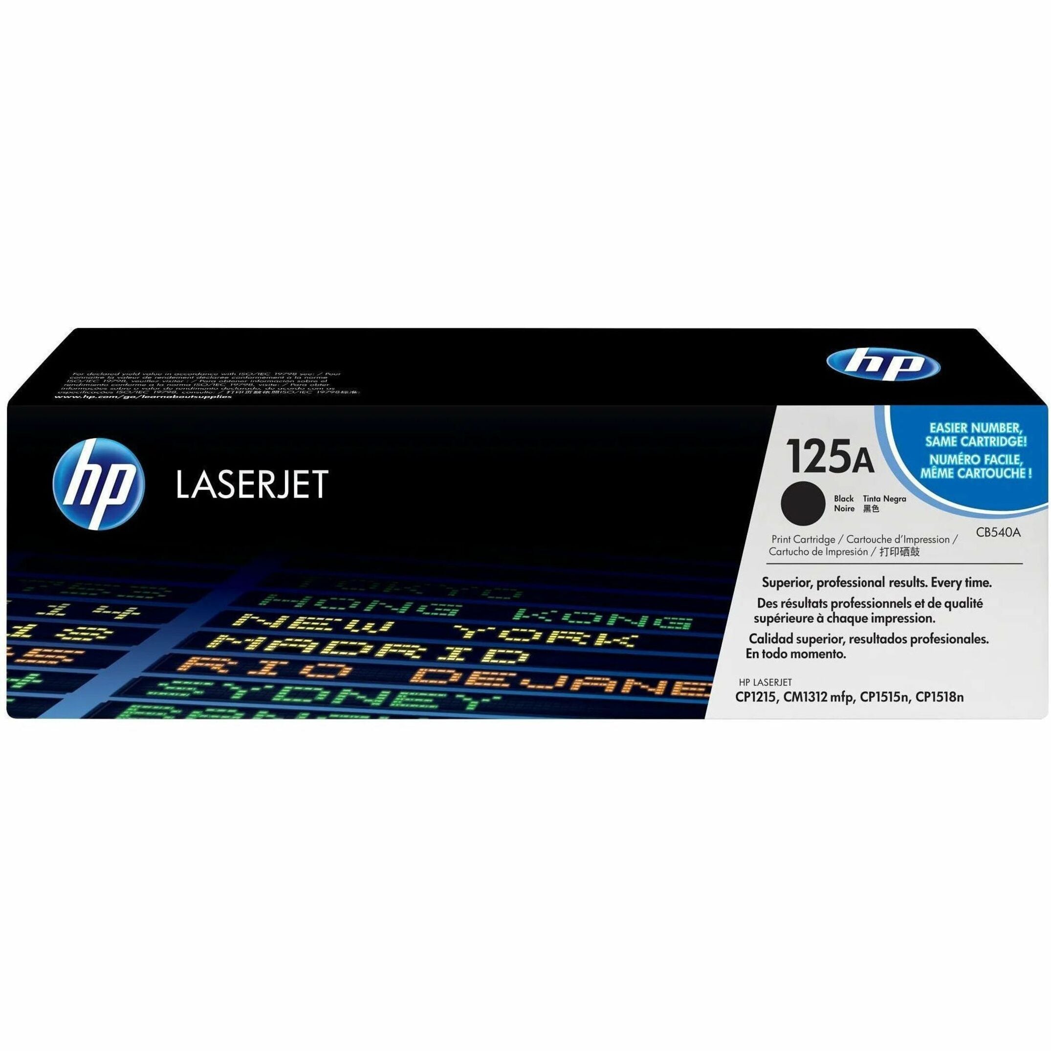 HP 125A (CB540A) Original Standard Yield Laser Toner Cartridge - Single Pack - Black - 1 Each - Out of Package