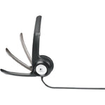 Logitech H390 Wired Over-the-head Stereo Headset - Black/Silver - Left view