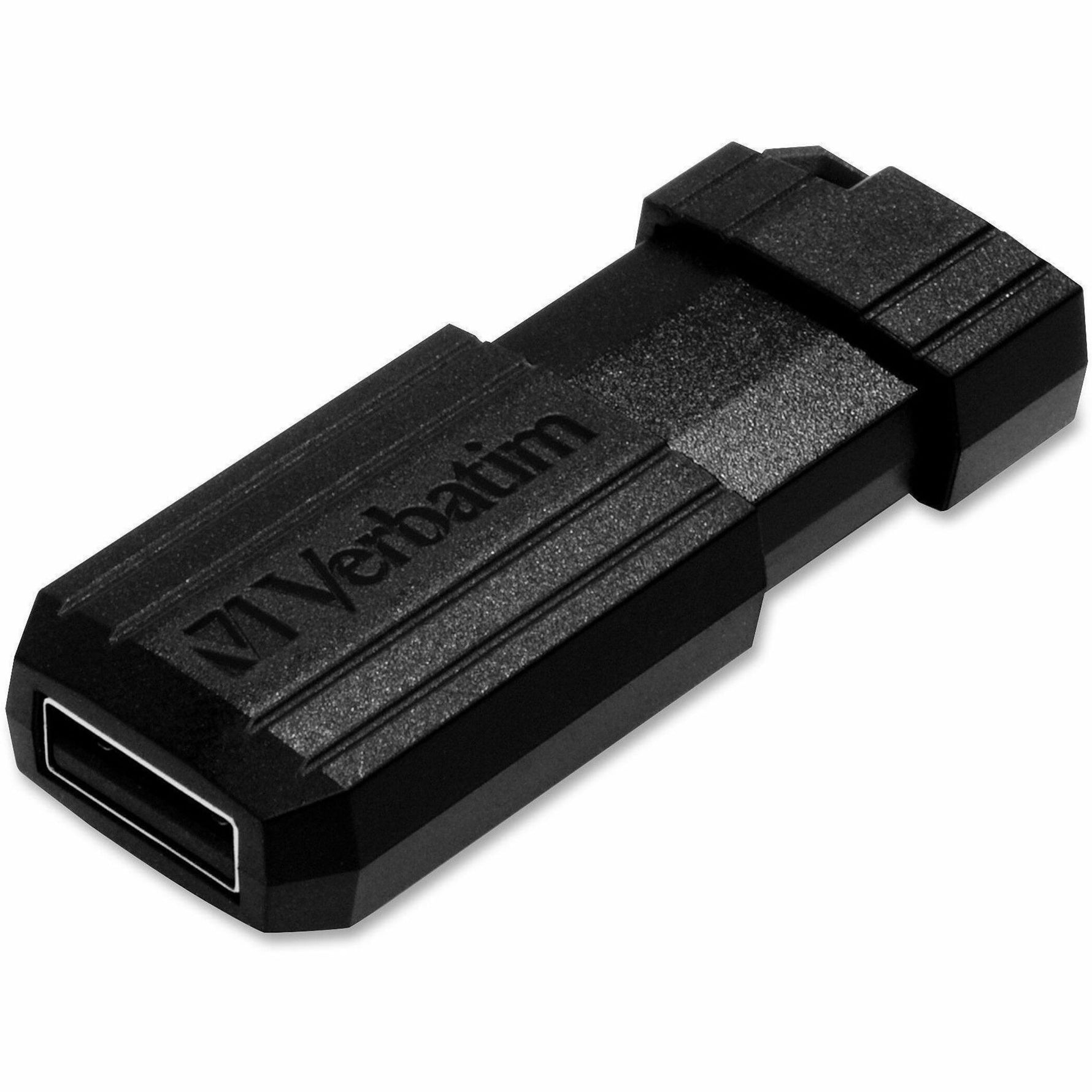 Verbatim PinStripe 32 GB USB Flash Drive - Black - Left view