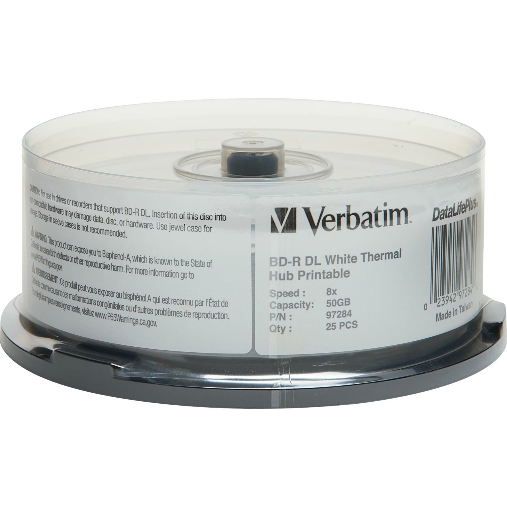 Verbatim DataLifePlus 97284 Blu-ray Recordable Media - BD-R DL - 6x - 50 GB - 25 - White
