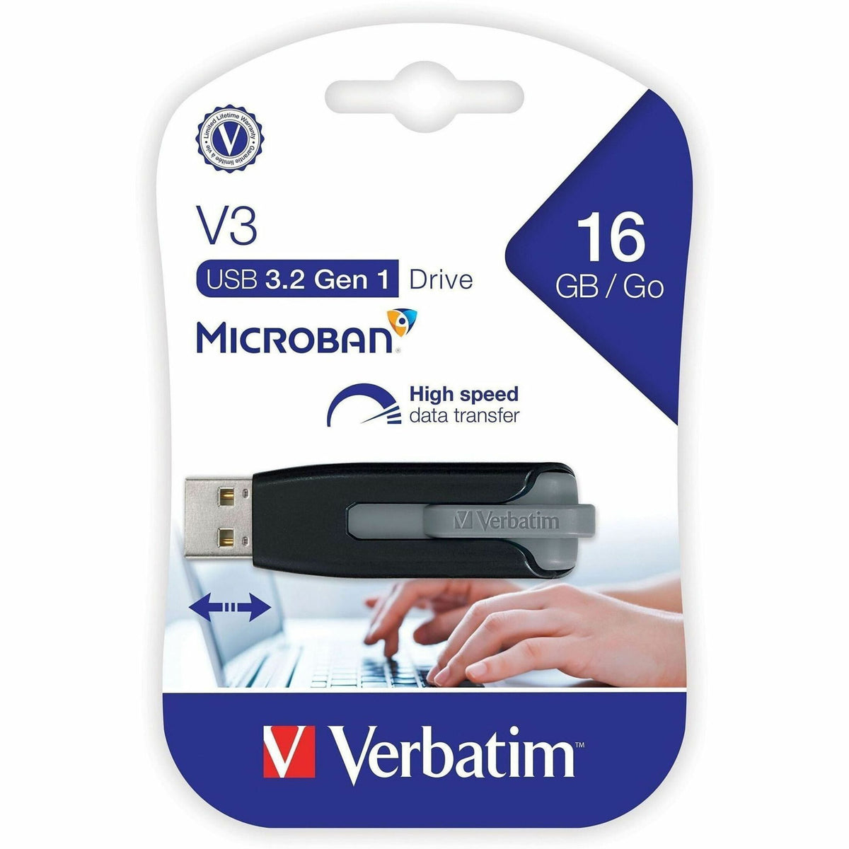 Microban Store 'n' Go V3 16 GB USB 3.2 (Gen 1) Type A Flash Drive - Grey - Alternate view 6