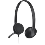 Logitech H340 Wired Over-the-head Stereo Headset - Black - Left view