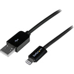 StarTech.com 1m (3ft) Black AppleÂ&reg; 8-pin Lightning Connector to USB Cable for iPhone / iPod / iPad - Left view