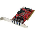StarTech.com USB Adapter - PCI - Plug-in Card - Red - TAA Compliant - Left view