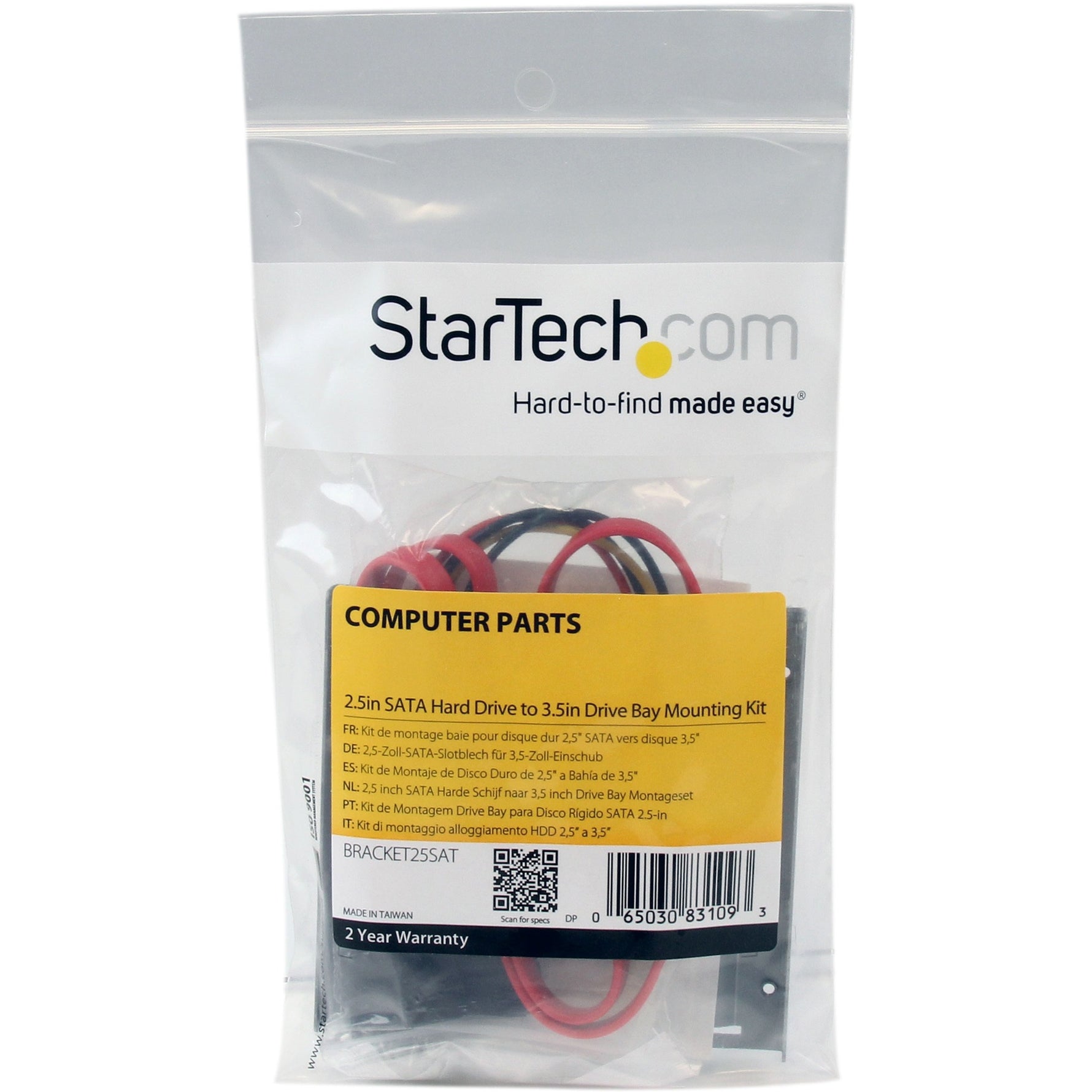 StarTech.com 2.5in Hard Drive to 3.5in Drive Bay Mounting Kit - Top view