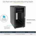 StarTech.com 4-Post 22U Server Rack Cabinet, 19' Data Rack Cabinet for Computer / IT Equipment, Home Network Rack, Half Height Server Rack - Alternate view 12