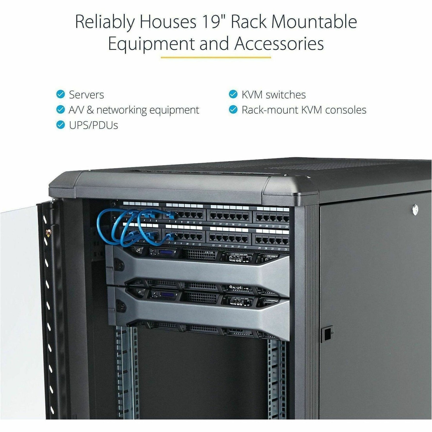 StarTech.com 4-Post 22U Server Rack Cabinet, 19' Data Rack Cabinet for Computer / IT Equipment, Home Network Rack, Half Height Server Rack - Alternate view 14
