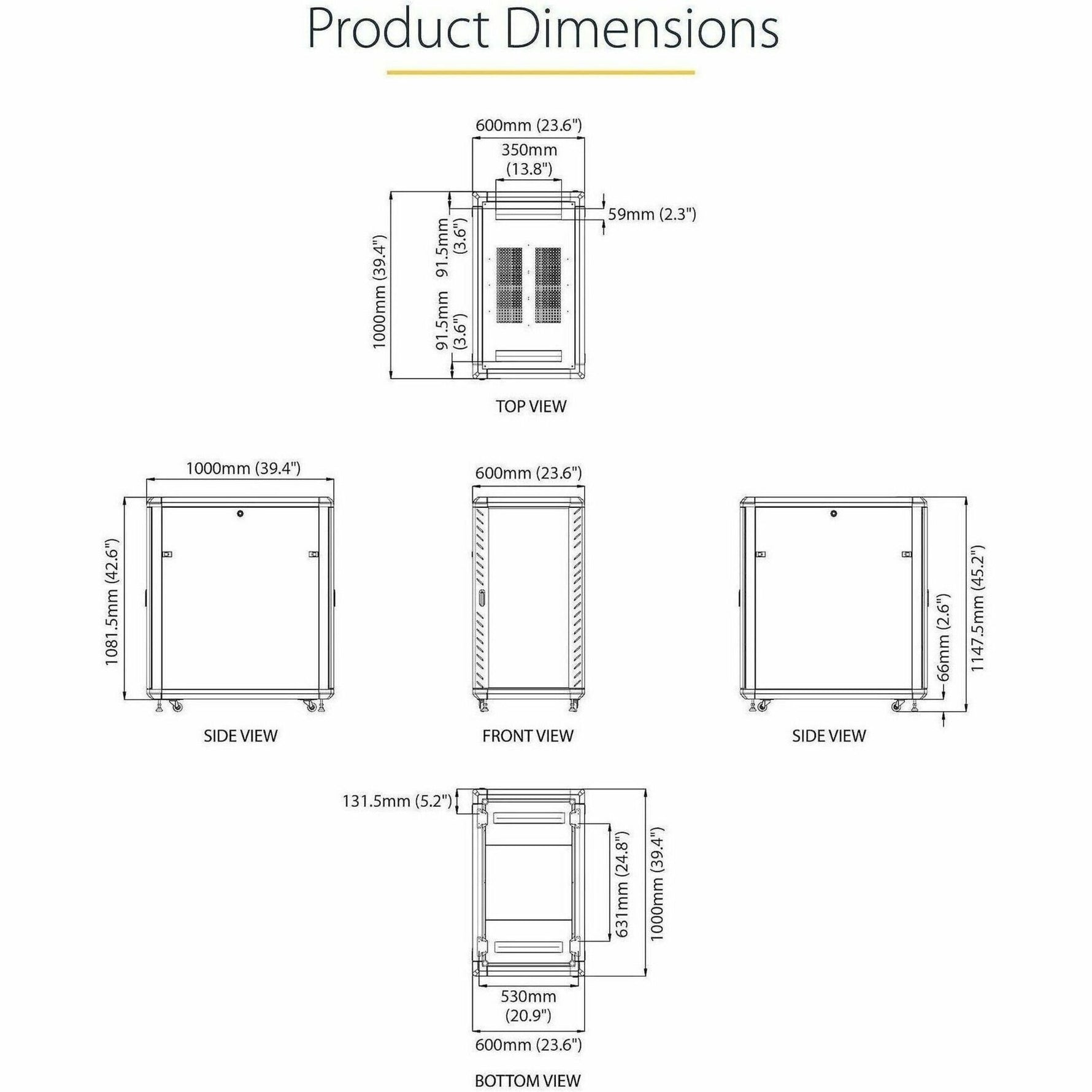 StarTech.com 4-Post 22U Server Rack Cabinet, 19' Data Rack Cabinet for Computer / IT Equipment, Home Network Rack, Half Height Server Rack - Alternate view 15