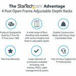 StarTech.com 4-Post 25U Mobile Open Frame Server Rack, 19in Network Rack with Casters, Rolling Rack for Computer/AV/Data/IT Equipment - Alternate view 9