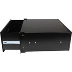 StarTech.com 4U Black Steel Storage Drawer for 19in Racks and Cabinets - 4U Black Sliding Rack Storage Drawer - Left view